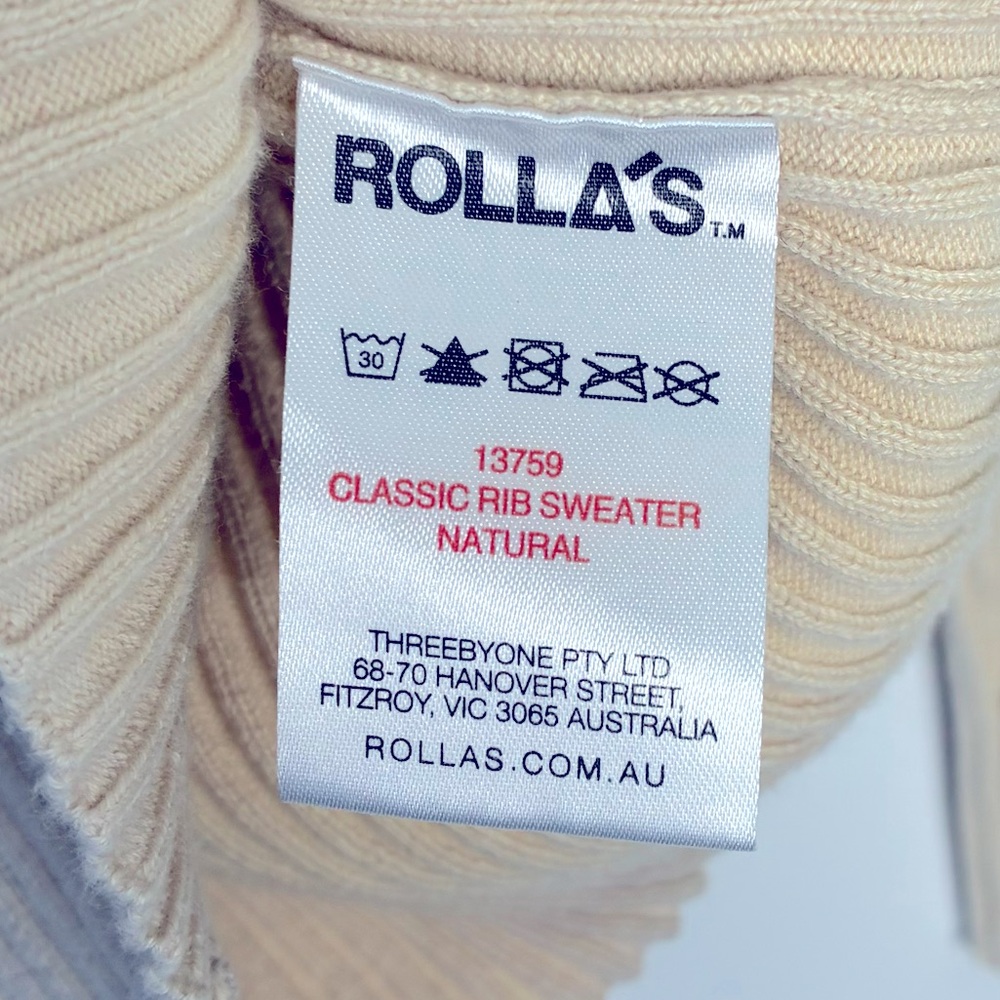ROLLA'S Natural Ribbed Sweater Size 8/S #0028 - Picture 8 of 14